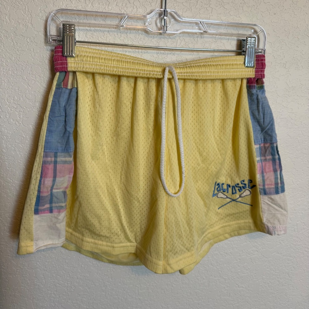 Retro Blokette Vintage Fit 2 Win Lacrosse Patchwork Mesh Shorts Large Yellow